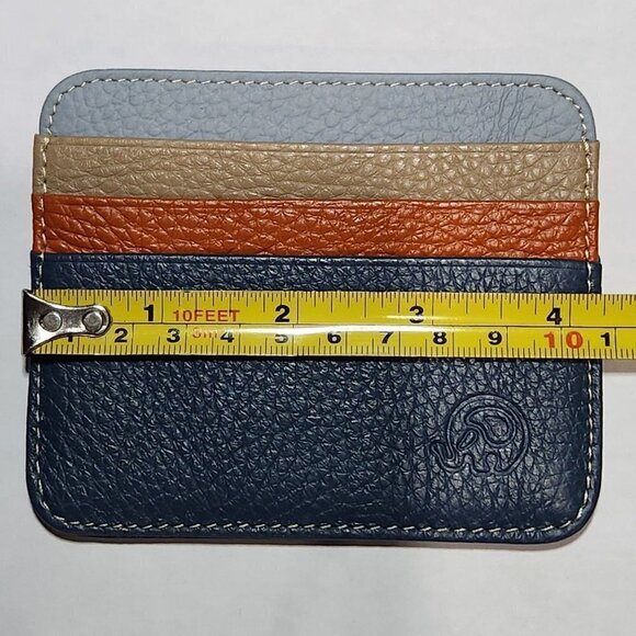 Credit Card‎ ID Wallet Leather 7 Pocket Thin Case Multicolor Blue Orange Tan - Picture 4 of 5